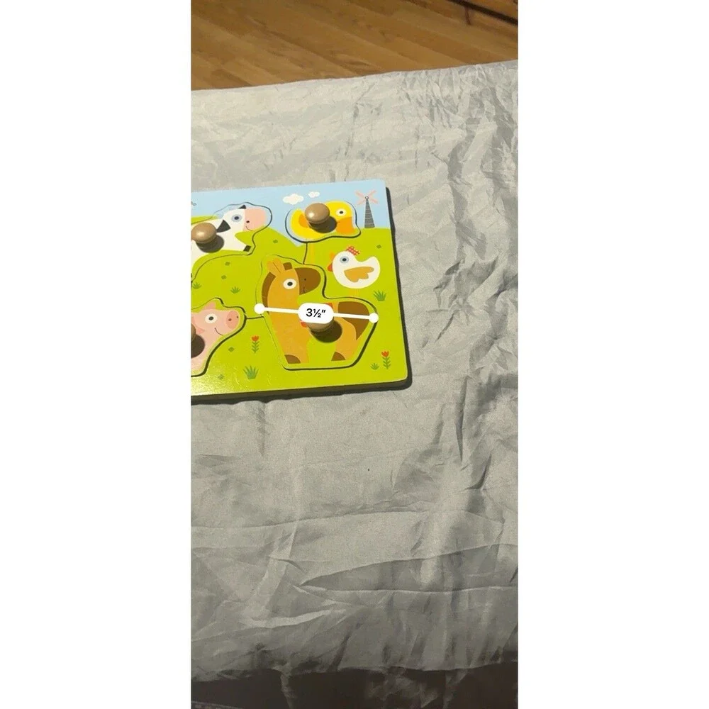 Spark Create Imagine Wooden 4 Pieces Mini Puzzle Farm Animals, 18m + Toddler Toy